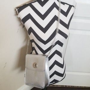 Silver Embossed Crossbody/Clutch NWT